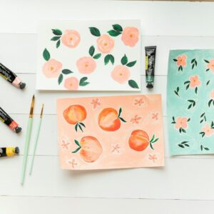 Acrylic paint tubes with painted florals
