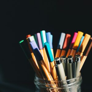 Fineliner pens set in a cup