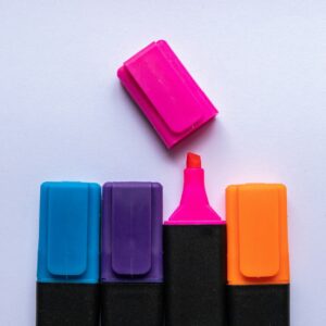 Colorful highlighter markers