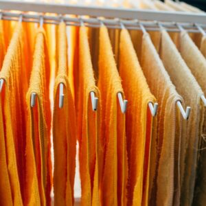 Hanging file folders in a rack