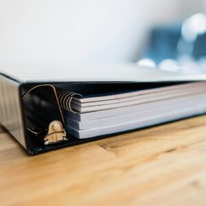 3-ring binder on desk